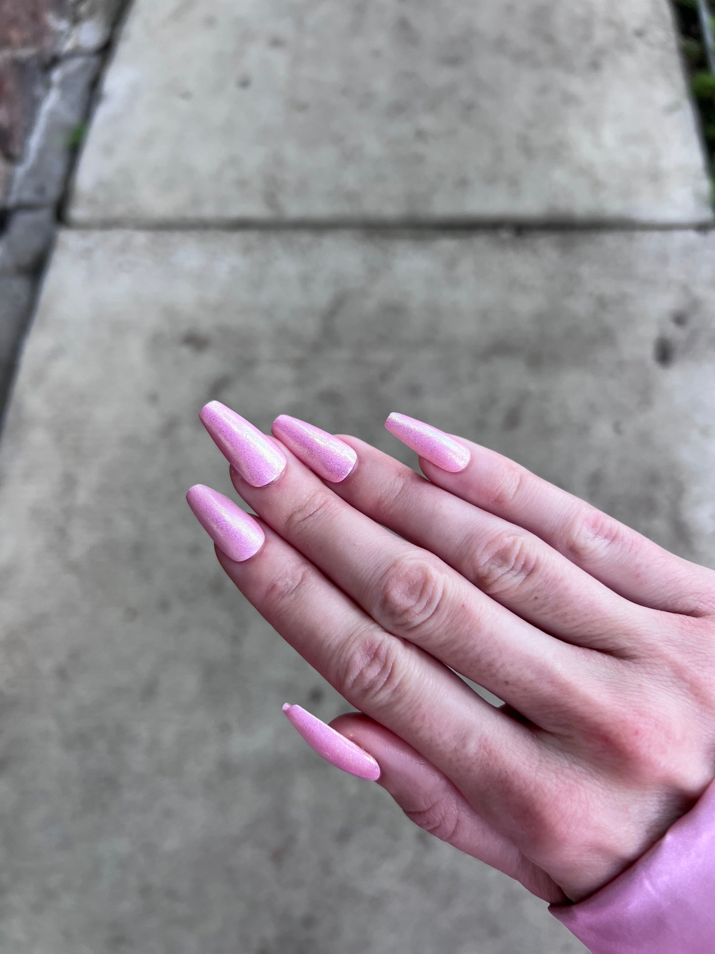 Pink Holographic Medium Coffin Press On Nail Set