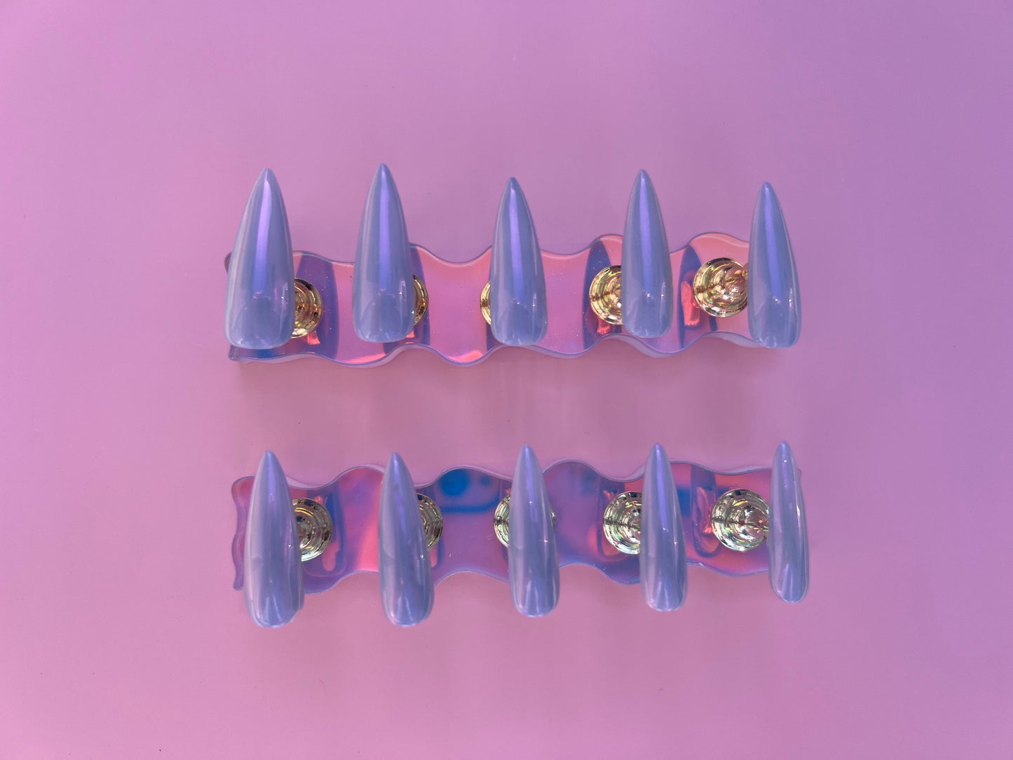 Purple Chrome Iridescent Stiletto Press On Nail Set