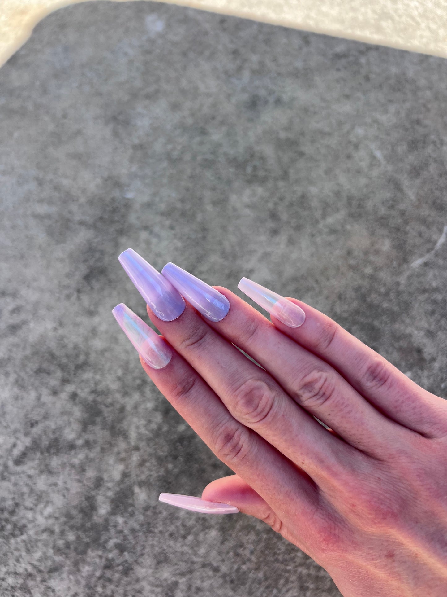 Spring Purple Jelly Chrome Shimmer Long Coffin Press On Nail Set